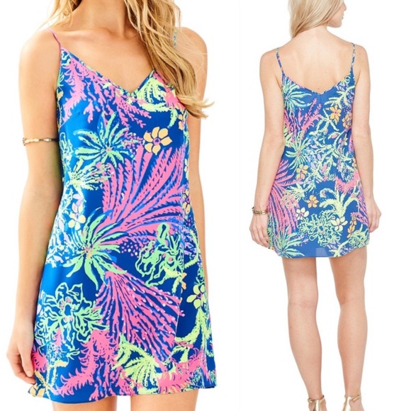 Lilly Pulitzer Lela Indigo All A Glow navy multicolor silk dress - Picture 1 of 12